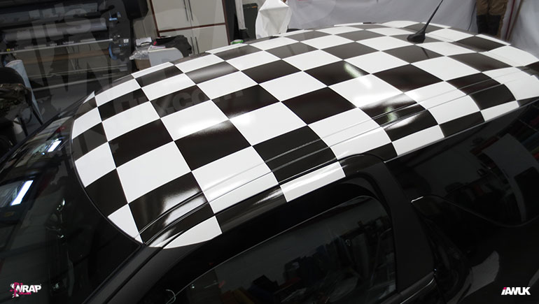 White Vinyl Wraps  Checkered Car Wrap